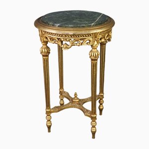 Antique Plant Stand or Side Table in Italian Marble and Gilded Wood