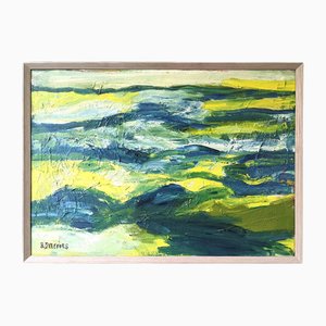 Waves, 1950s, Oil on Canvas, Framed