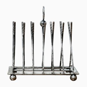 Art Deco Silver Plate Golf Toast Rack, 1920s