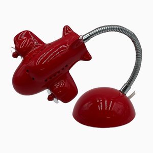 Rote Keramik Tischlampe, Italien, 1980er