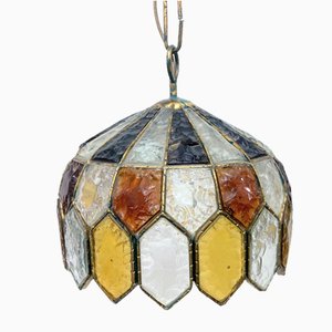 Brutalist Pendant Lamp in Glass from Poliarte, 1960s