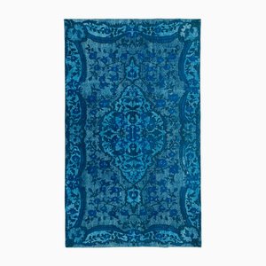 Orientalischer blauer Überfärbter Teppich, 1980er