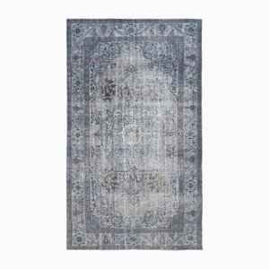 Vintage Hand Knotted Over-Dyed Rug in Grey Wool, 1970s