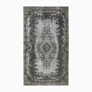 Vintage Grey Hand Knotted Overdyed Rug in Wool, 1983