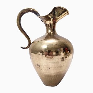 Vintage Embossed Copper and Brass Pitcher Vase by Egidio Casagrande, 1950s