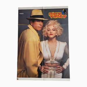 Vintage German Madonna and Warren Beatty Poster from Popcorn Magazine De La Pelicula Dick Tracy