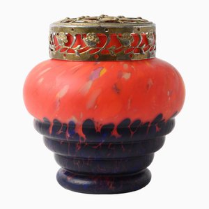 Red and Blue Spatter Glass Vase from Anton Ruckl, 1920s