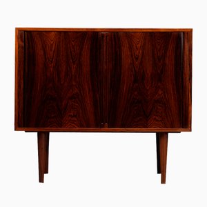 Danish Rosewood Chest with Tambour Doors and Lp Rack, 1960s