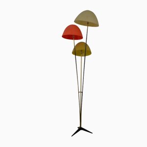 Lámpara de pie italiana de fibra de vidrio y latón, años 50
