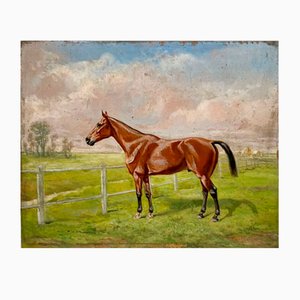 Auguste Vimar, Horse in the Meadow, 1800s, Oil