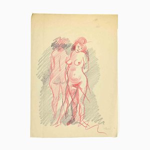 Mino Maccari, mujeres desnudas, técnica mixta, 1925