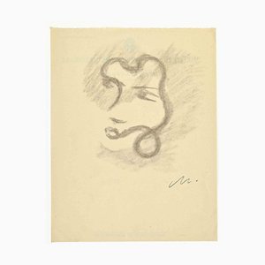 Mino Maccari, The Portrait, Dibujo a lápiz, años 40