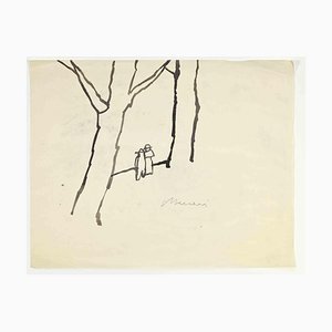 Mino Maccari, Into the Woods, Acquarello, anni '60