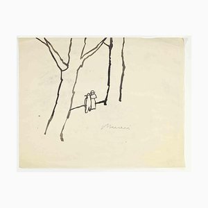 Mino Maccari, Into the Woods, Aquarell, 1960er