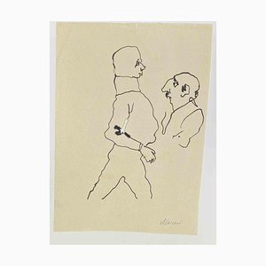 Mino Maccari, Figures, Ink Drawing, 1960s