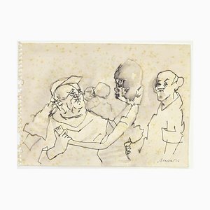 Mino Maccari, Figuren, Mixed Media, 1960er