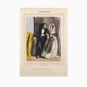 Paul Gavarni (Guillaume Sulpice Chevalier), La Vie de Jeune Homme, Original Lithograph, 1800