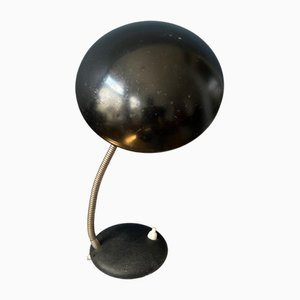 Lámpara de escritorio Bauhaus pequeña de metal negro, años 70