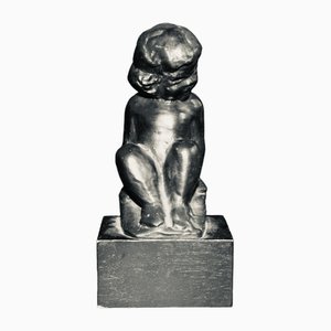 Figurine en Bronze sur Support en Bois par Carl Einar Borgström, 1950s