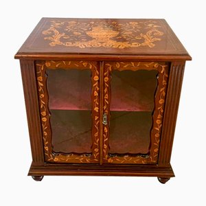 Small Victorian Mahogany Marquetry Inlaid Display Cabinet, 1850s
