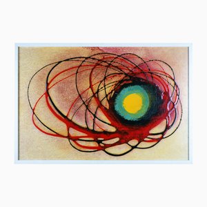 Klaus Oldenburg, Descargas excéntricas de un núcleo amarillo turquesa, 1975, Pintura al óleo