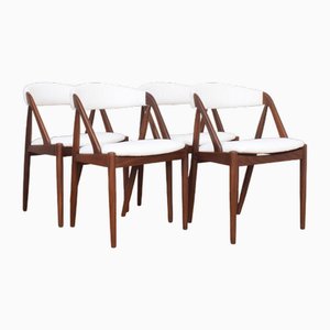 Mid-Century Model 31 Chairs in Teak & Boucle by Kai Kristiansen for Schou Andersen, 1960s, Set of 4
