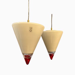 Lámparas de suspensión de vidrio de Giusto Toso para Leucos, años 60. Juego de 2