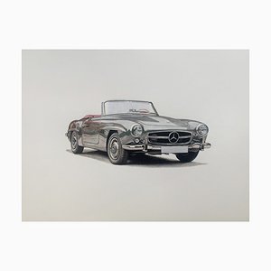 Michal Wojtysiak, Mercedes 190 SL, 2023, Acryl auf Papier