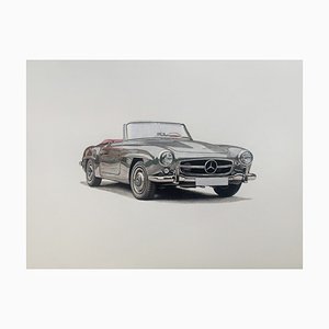 Michal Wojtysiak, Mercedes 190 SL, 2023, Acrylic on Paper