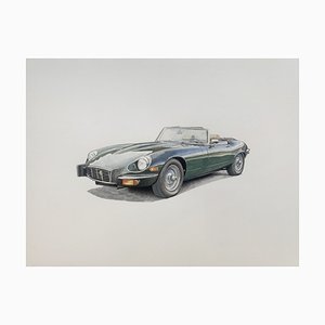 Michal Wojtysiak, Jaguar E-Type, 2023, Acrilico su carta