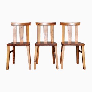 Swedish Dining Chairs in Pine, 1930s, Set of 3