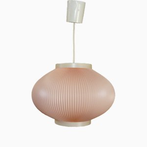 Small Pastel Pink Pleated Plastic Ceiling Lamp, 1950s