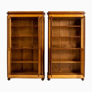 19th Century French Burr Maple Bookcases/Display Cabinets, Set of 2