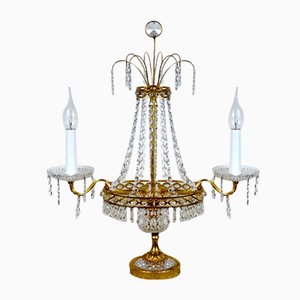 Tischlampe aus Messing & Bleikristall von Palwa, 1960er