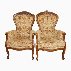 Orange-brauner Barock Sessel im Chippendale Stil, 1970er