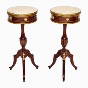 Vintage French Marble Top Side Tables, 1930s, Set of 2
