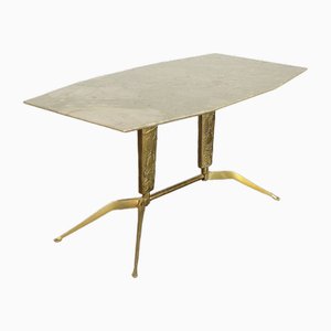 Mid-Century Coffee Table in Brass and Marble, Italy, 1950s