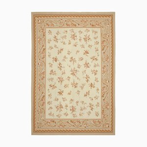 Tapis Kilim Décoratif Aubusson Vintage Beige, 1990s