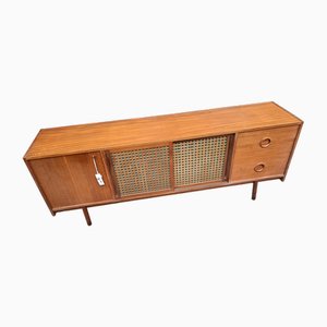 Sideboard in Teak and Straw with Four Drawers, 1960s