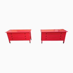 Commode Modèle D154 Rouge par Carlo De Carli Rosso pour Luigi Sormani, 1960s, Set de 2