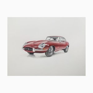 Michal Wojtysiak, Jaguar E-Type, 2023, Acrilico su carta