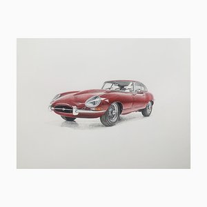 Michal Wojtysiak, Jaguar E-Type, 2023, Acrylic on Paper