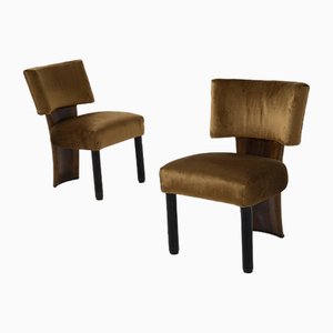 Fauteuils en Velours Jaune par Gio Ponti, 1950, Set de 2