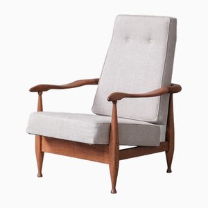 Französischer Mid-Century Sessel aus Eiche von Guillerme & Chambron