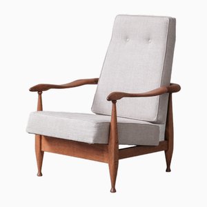 Mid-Century French Armchair in Oak by Guillerme & Chambron