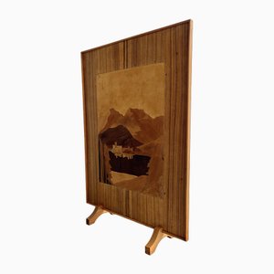 Vintage Wooden Fire Screen with Inlay