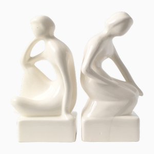 Figurale Mid-Century Buchstützen von Royal Delft, 1970er, 2er Set