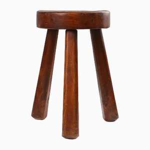 Rustic Wooden Stool with Handle, 1920s