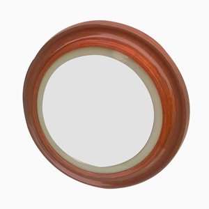 Italian Round Mirror with Teak Frame, 1960s