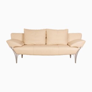 1600 Leather Cream Two-Seater Sofa by Rolf Benz